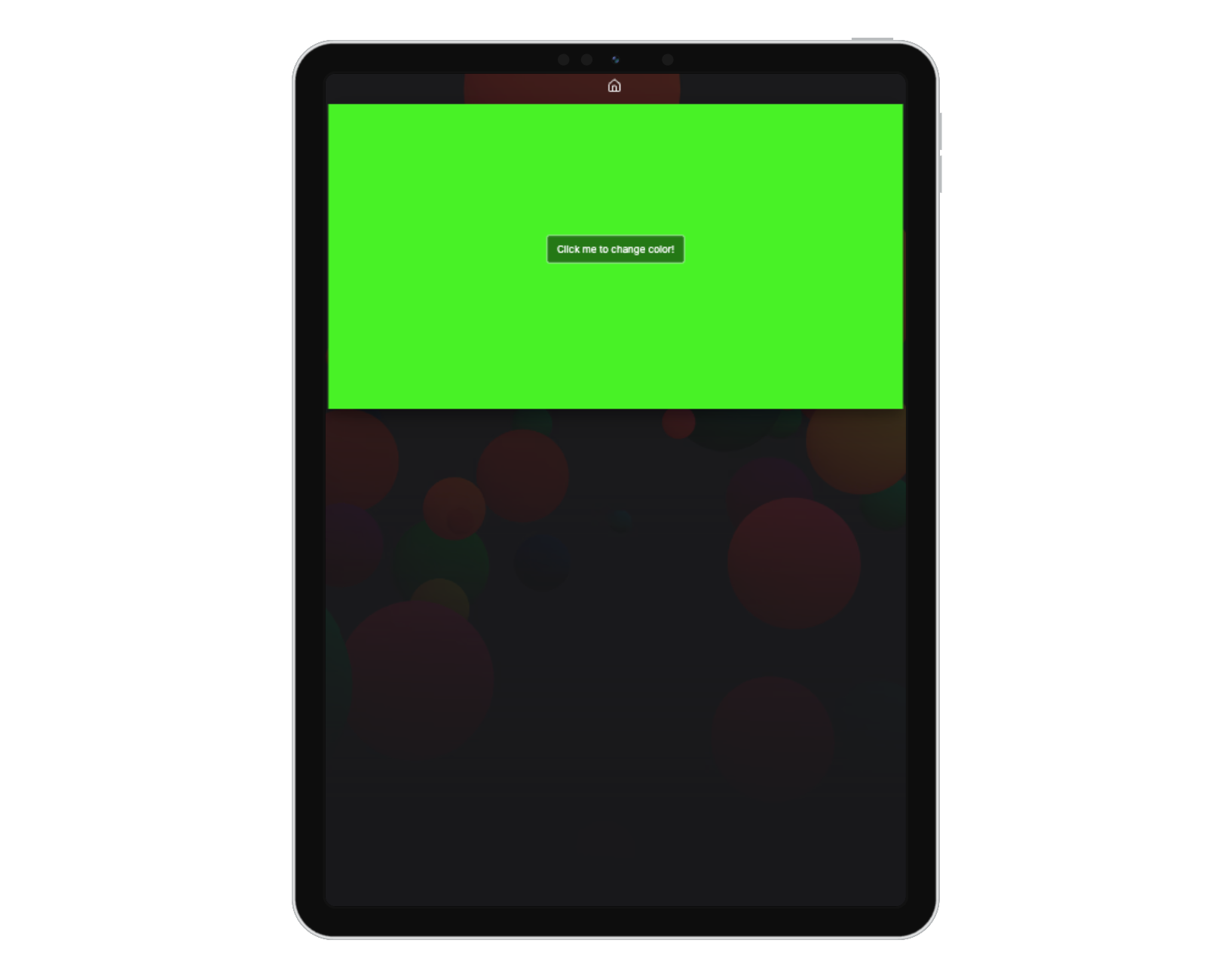 iPad showing Color Changer game