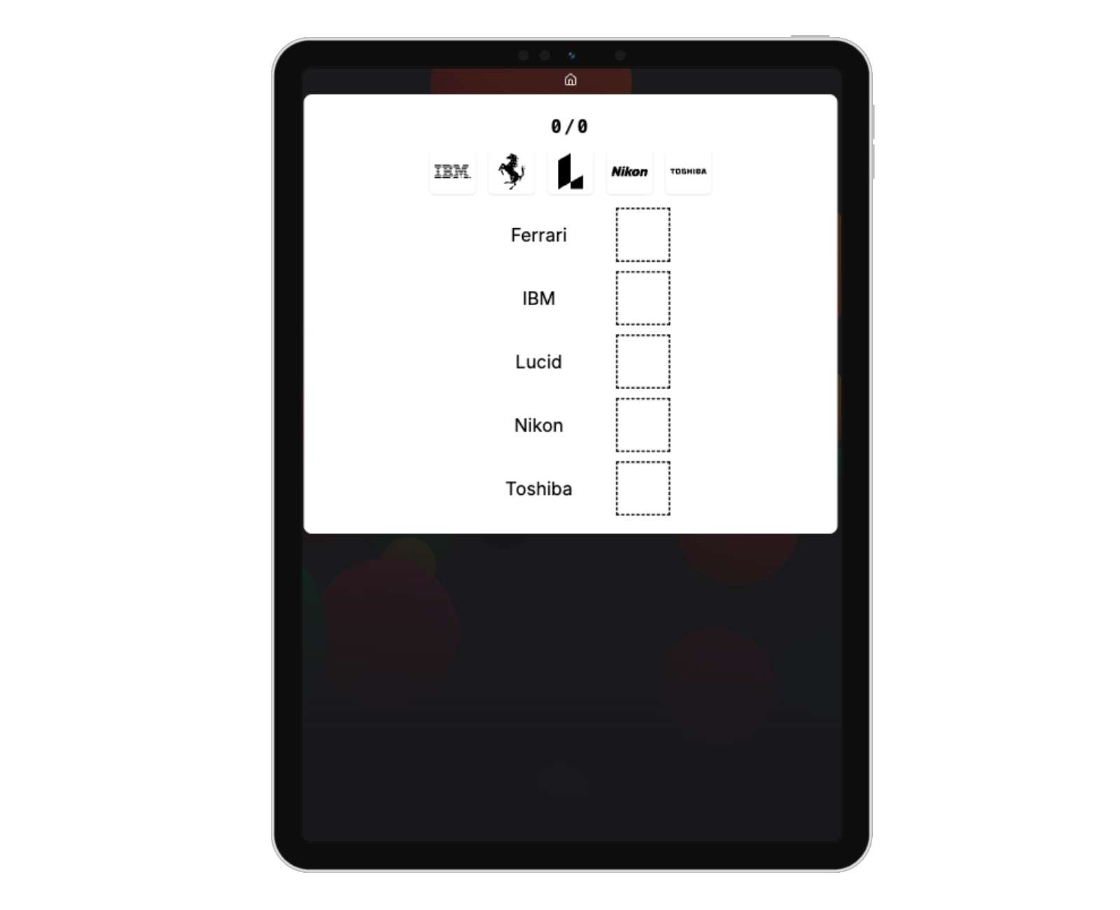 iPad showing Drag & Drop game