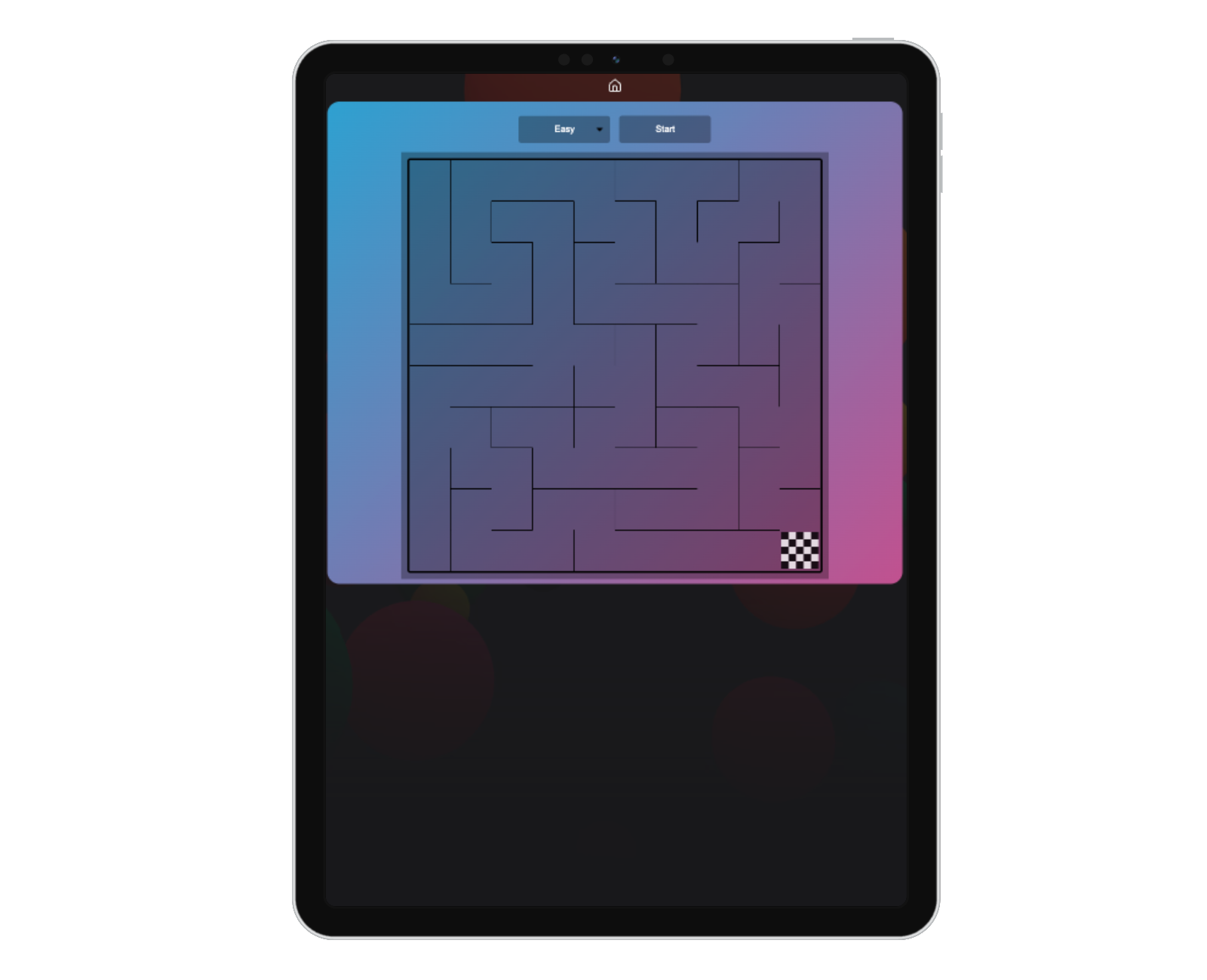 iPad showing Maze 2 game