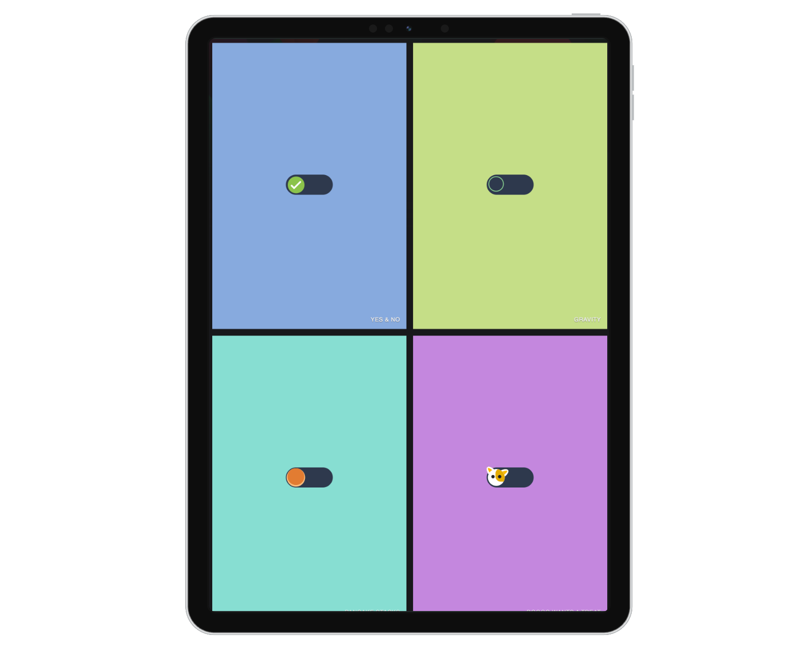 iPad showing Toggles game